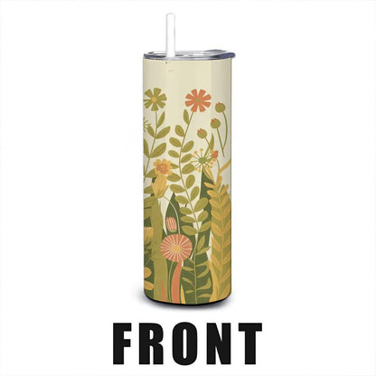 Boho Floral Meadow Tumbler | Stainless Steel Travel Cup with Straw