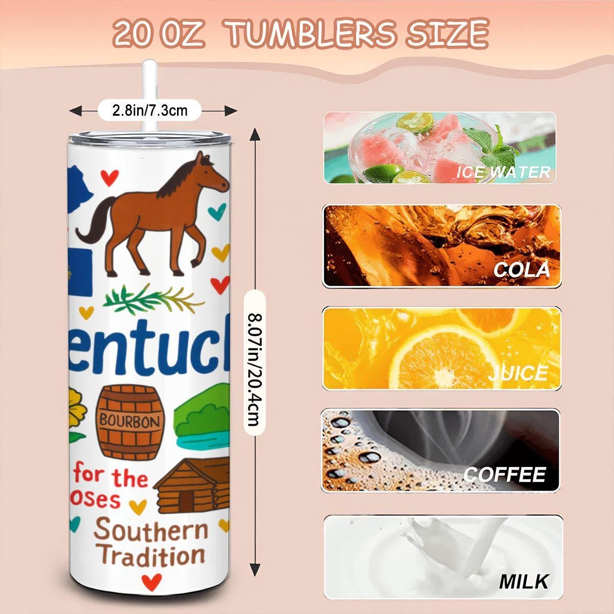 ColorFlow | Kentucky Bluegrass State Tumbler | Southern Tradition Stainless Steel Cup | 20oz Insulated Travel Mug