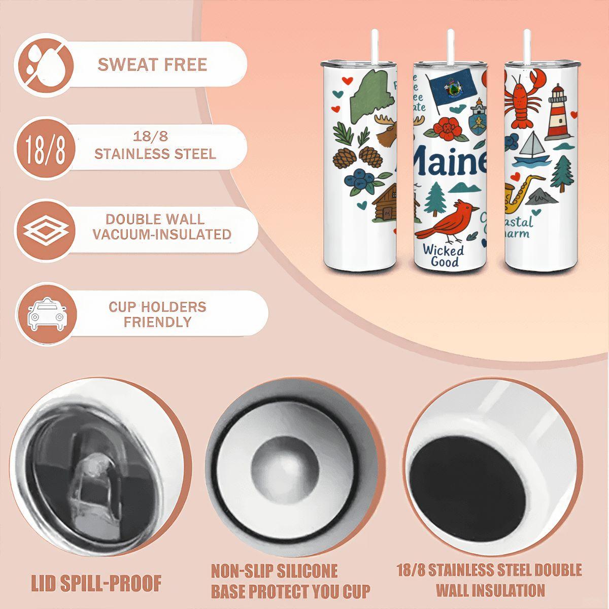 Maine Coastal Tumbler | 20oz Insulated Stainless Steel Travel Mug