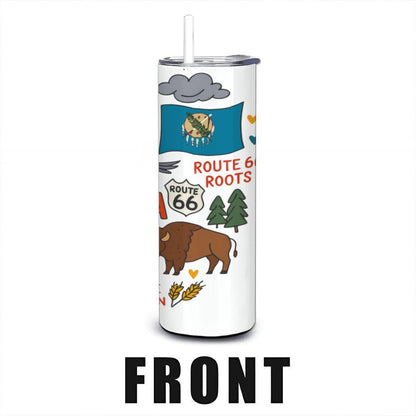ColorFlow | Oklahoma State Pride 20oz Stainless Steel Tumbler with Straw | Route 66 Travel Mug | Sooner State Gift Cup