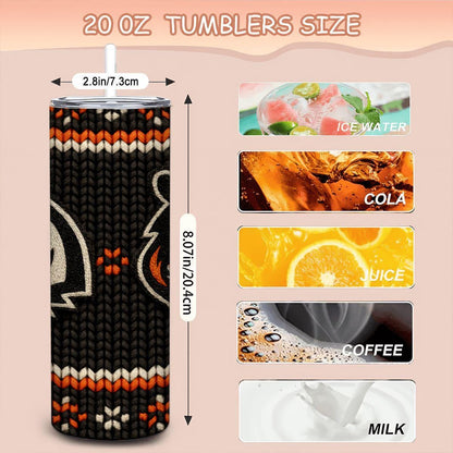 ColorFlow | Cincinnati Bengals Inspired Seamless Sweater 20oz Skinny Tumbler with Straw