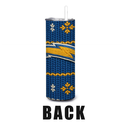 ColorFlow | Los Angeles Chargers Inspired Seamless Sweater 20oz Skinny Tumbler with Straw