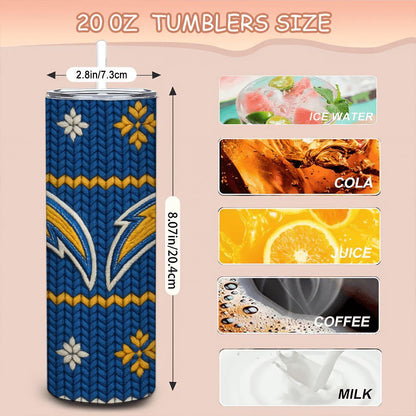 ColorFlow | Los Angeles Chargers Inspired Seamless Sweater 20oz Skinny Tumbler with Straw