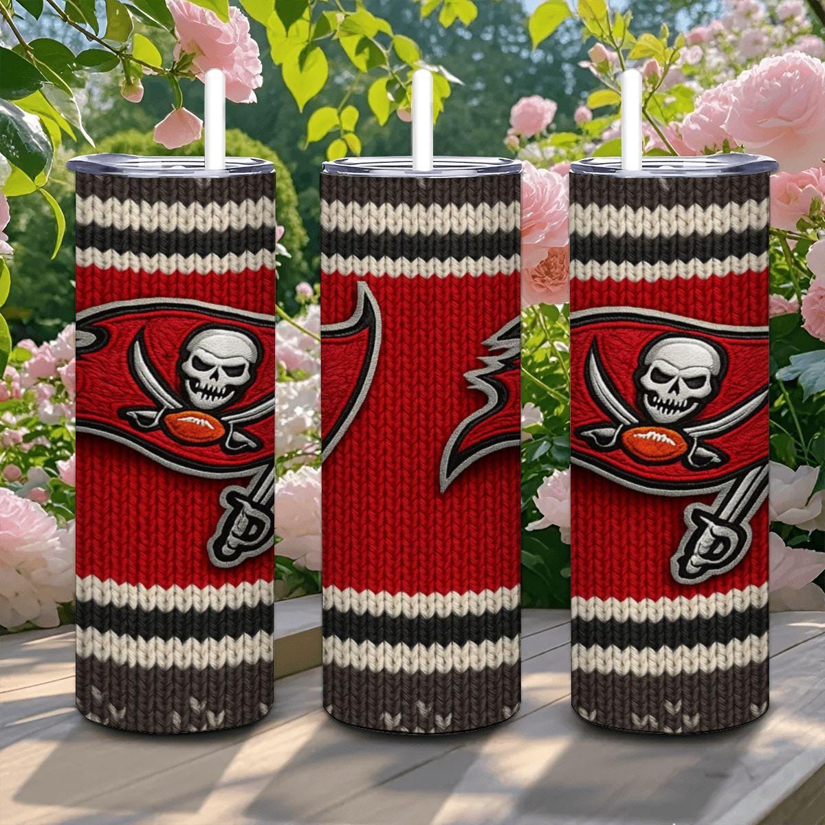 ColorFlow | Tampa Bay Buccaneers Inspired Seamless Sweater 20oz Skinny Tumbler with Straw