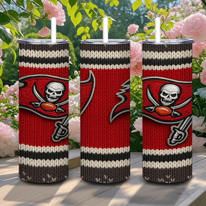 ColorFlow | Tampa Bay Buccaneers Inspired Seamless Sweater 20oz Skinny Tumbler with Straw