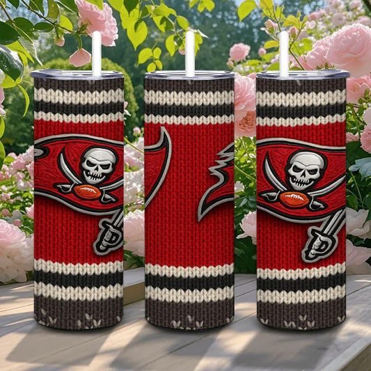 ColorFlow | Tampa Bay Buccaneers Inspired Seamless Sweater 20oz Skinny Tumbler with Straw
