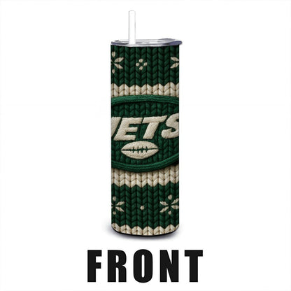 ColorFlow | New York Jets Inspired Seamless Sweater 20oz Skinny Tumbler with Straw