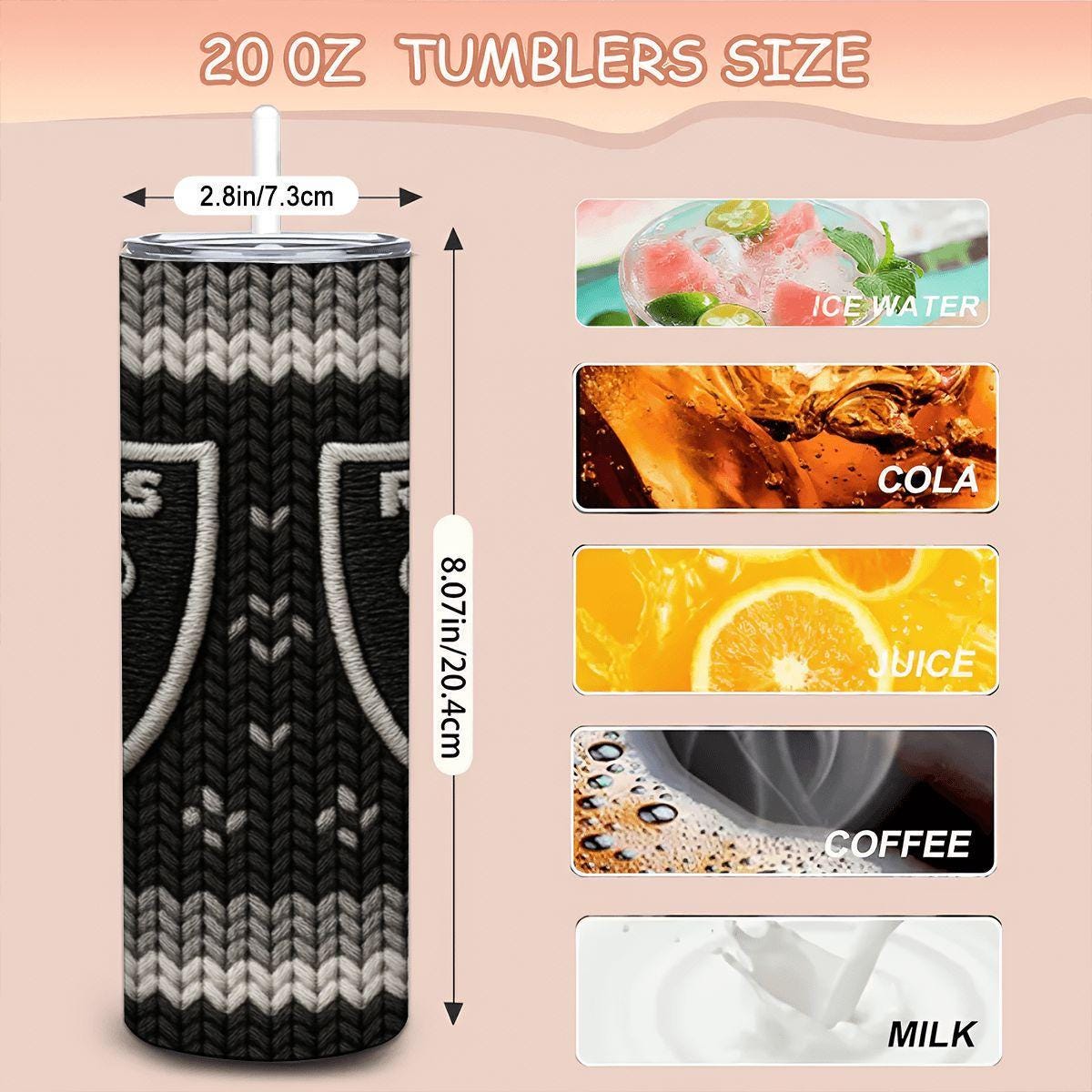 ColorFlow | Las Vegas Raiders Inspired Seamless Sweater 20oz Skinny Tumbler with Straw