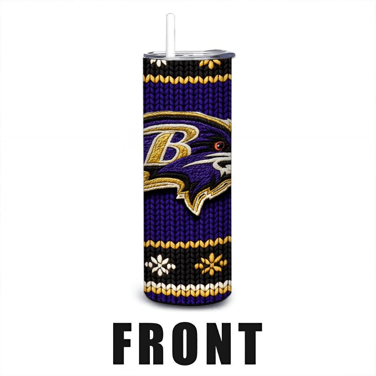 ColorFlow | Baltimore Ravens Inspired Seamless Sweater 20oz Skinny Tumbler with Straw