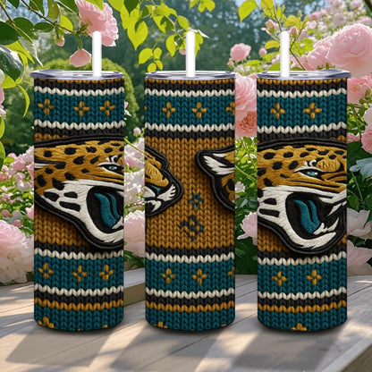 ColorFlow | Jacksonville Jaguars Inspired Seamless Sweater 20oz Skinny Tumbler with Straw