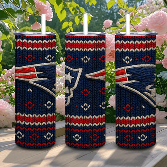 ColorFlow | New England Patriots Inspired Seamless Sweater 20oz Skinny Tumbler with Straw