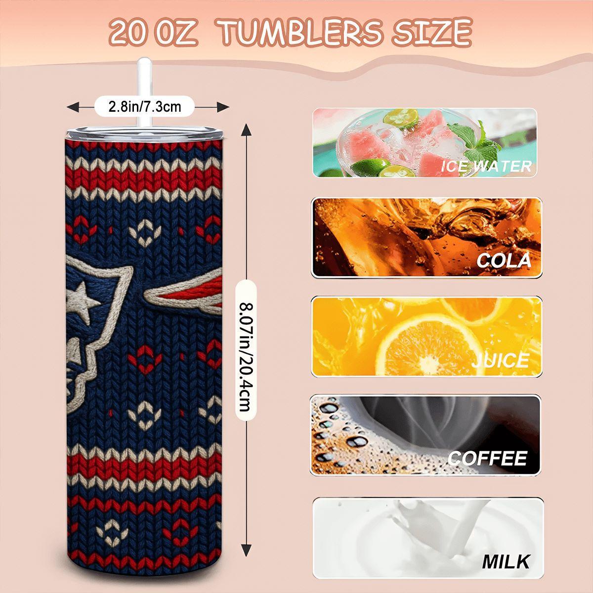 ColorFlow | New England Patriots Inspired Seamless Sweater 20oz Skinny Tumbler with Straw
