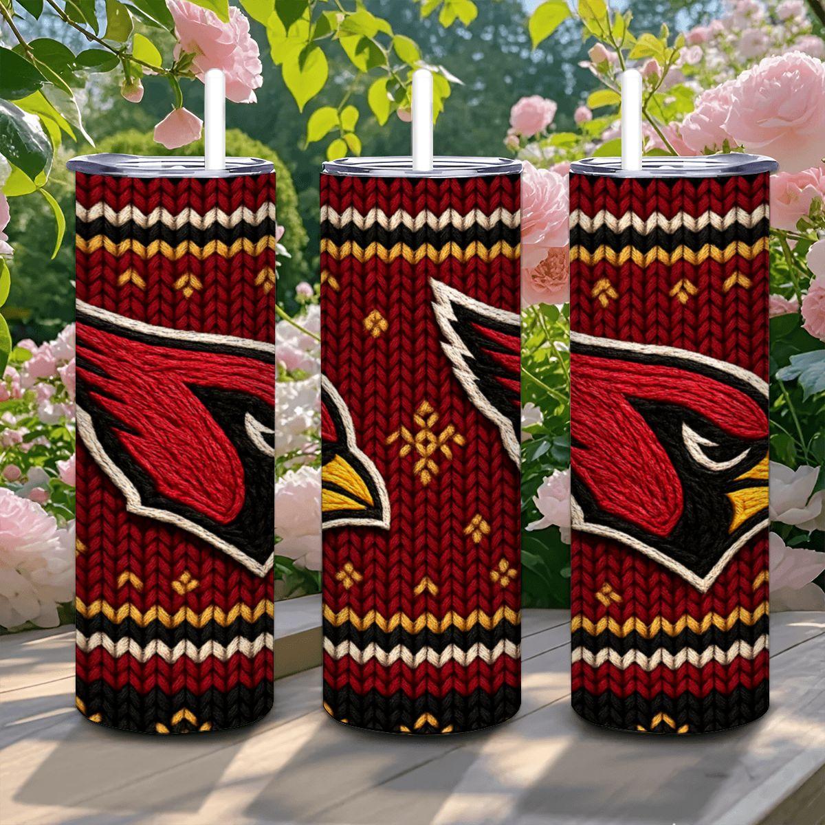 ColorFlow | Arizona Cardinals Inspired Seamless Sweater 20oz Skinny Tumbler with Straw
