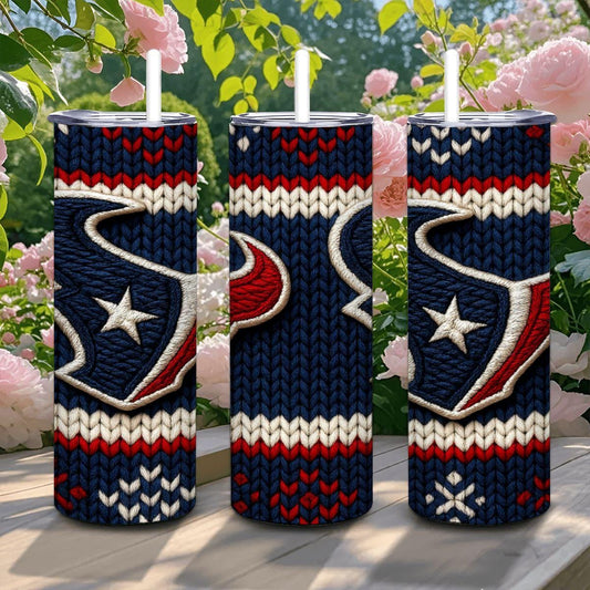 ColorFlow | Houston Texans Inspired Seamless Sweater 20oz Skinny Tumbler with Straw