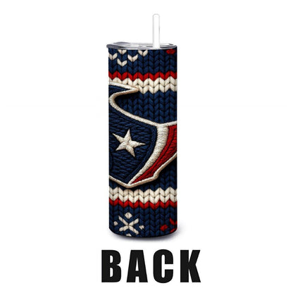 ColorFlow | Houston Texans Inspired Seamless Sweater 20oz Skinny Tumbler with Straw