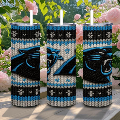 ColorFlow | Carolina Panthers Inspired Seamless Sweater 20oz Skinny Tumbler with Straw