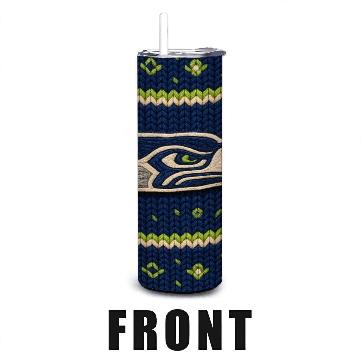 ColorFlow | Seattle Seahawks Inspired Seamless Sweater 20oz Skinny Tumbler with Straw