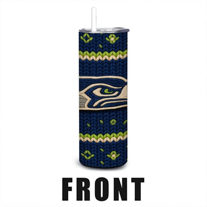 ColorFlow | Seattle Seahawks Inspired Seamless Sweater 20oz Skinny Tumbler with Straw