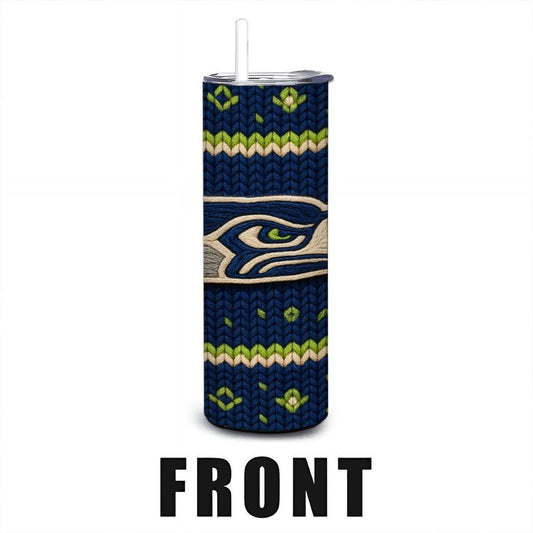 ColorFlow | Seattle Seahawks Inspired Seamless Sweater 20oz Skinny Tumbler with Straw