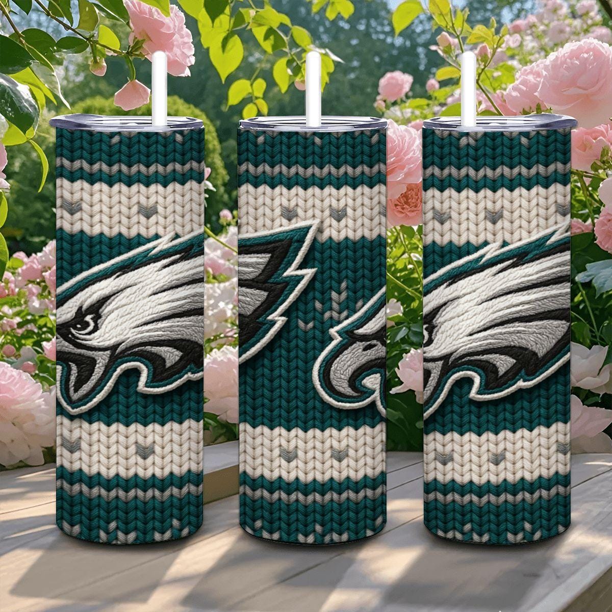 ColorFlow | Philadelphia Eagles Inspired Seamless Sweater 20oz Skinny Tumbler with Straw