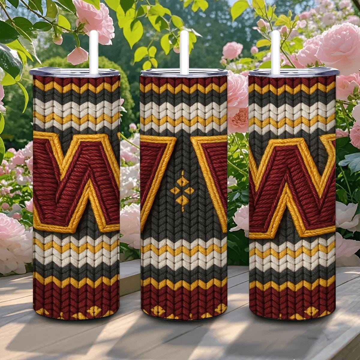 ColorFlow | Washington Commanders Inspired Seamless Sweater 20oz Skinny Tumbler with Straw