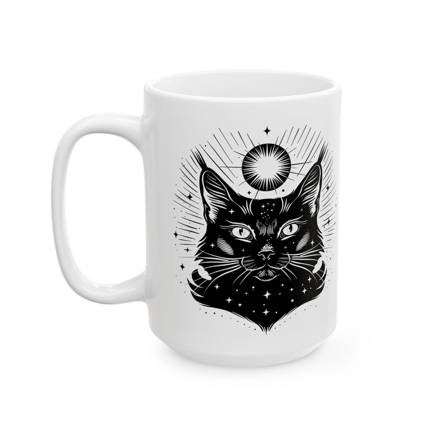 Cosmic Cat Mug | Celestial Feline Art, Witchy Gift for Cat Lovers