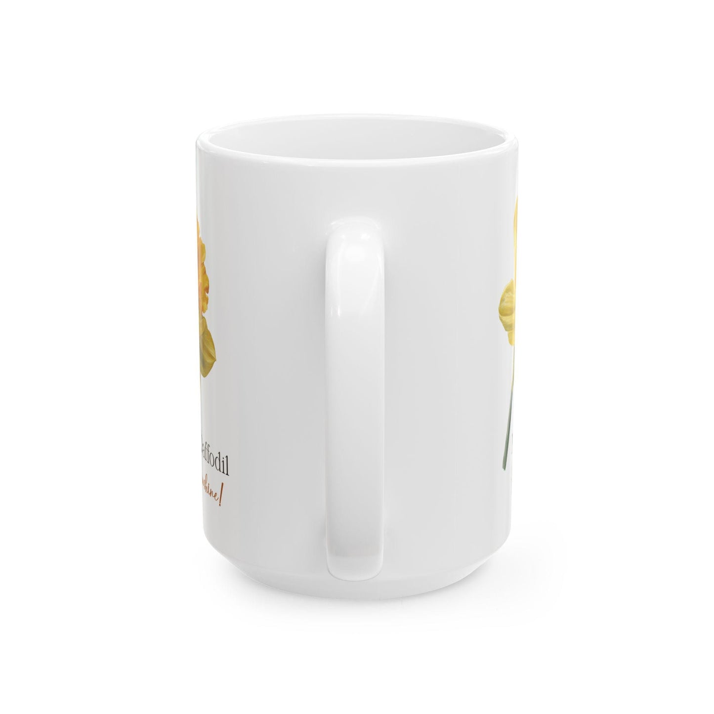 March Daffodil Mug | Floral 15oz Coffee Cup, Spring Botanical Drinkware