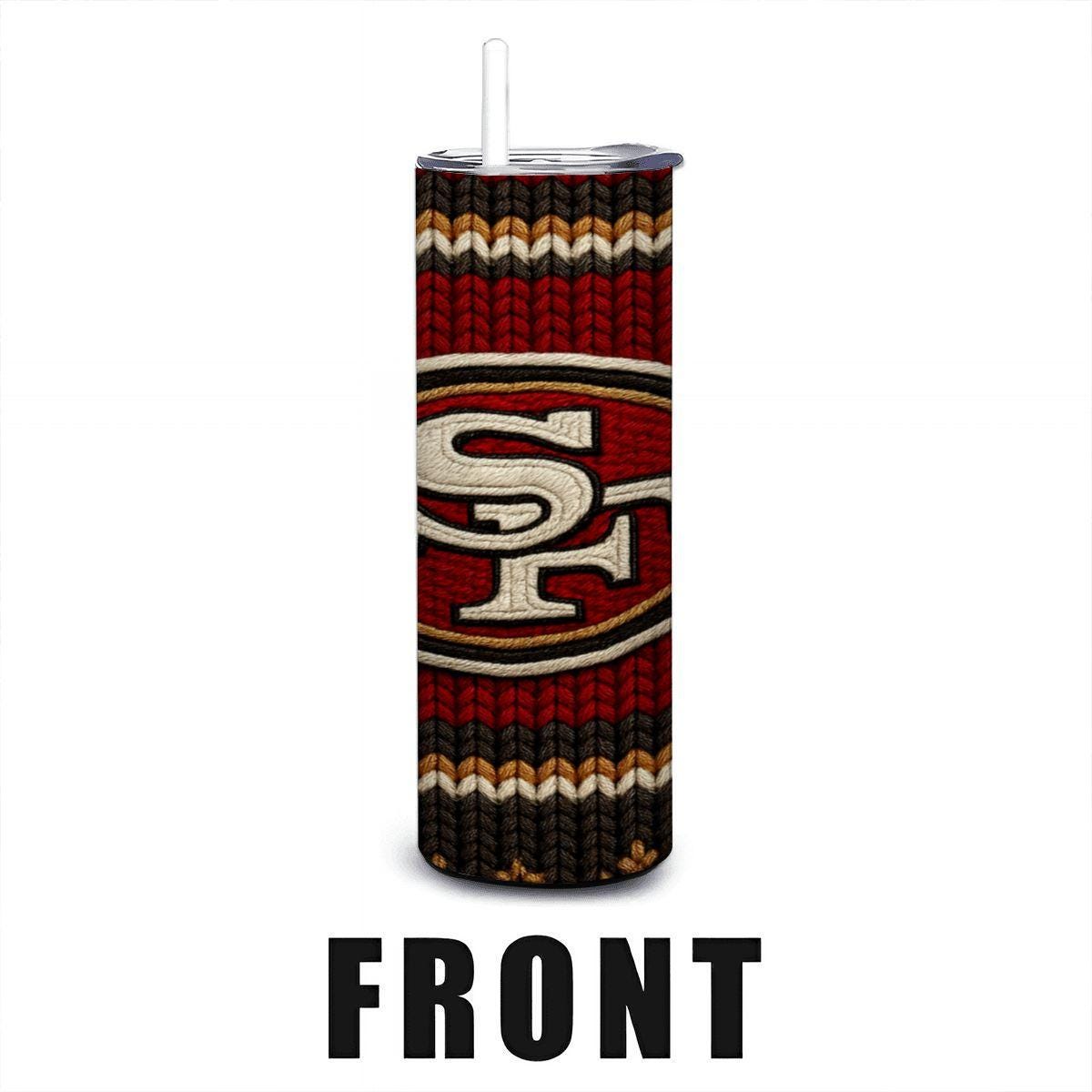 ColorFlow | San Francisco 49ers Inspired Seamless Sweater 20oz Skinny Tumbler with Straw