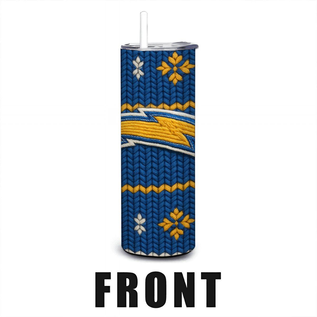 ColorFlow | Los Angeles Chargers Inspired Seamless Sweater 20oz Skinny Tumbler with Straw