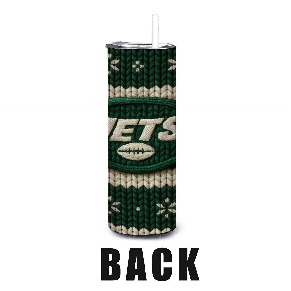 ColorFlow | New York Jets Inspired Seamless Sweater 20oz Skinny Tumbler with Straw