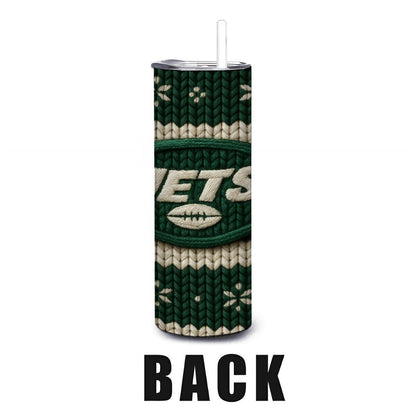ColorFlow | New York Jets Inspired Seamless Sweater 20oz Skinny Tumbler with Straw