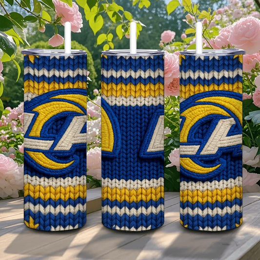 ColorFlow | Los Angeles Rams Inspired Seamless Sweater 20oz Skinny Tumbler with Straw