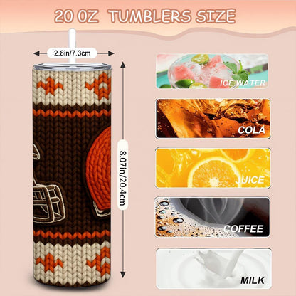 ColorFlow | Cleveland Browns Inspired Seamless Sweater 20oz Skinny Tumbler with Straw