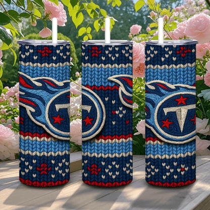 ColorFlow | Tennessee Titans Inspired Seamless Sweater 20oz Skinny Tumbler with Straw