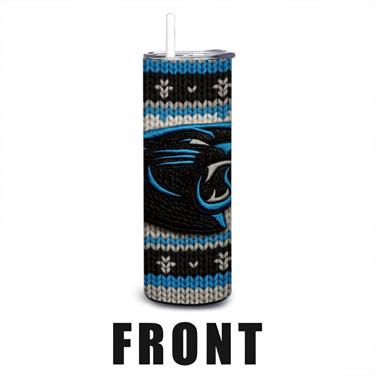 ColorFlow | Carolina Panthers Inspired Seamless Sweater 20oz Skinny Tumbler with Straw