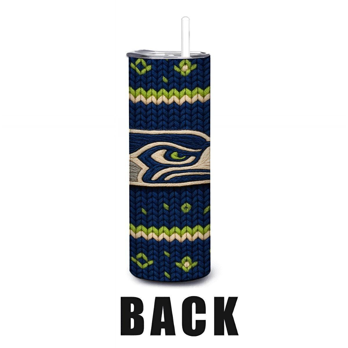 ColorFlow | Seattle Seahawks Inspired Seamless Sweater 20oz Skinny Tumbler with Straw