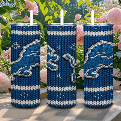 ColorFlow | Detroit Lions Inspired Seamless Sweater 20oz Skinny Tumbler with Straw