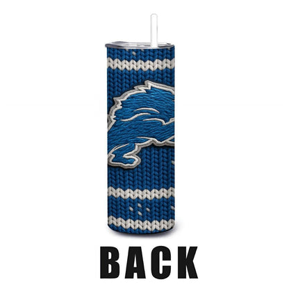 ColorFlow | Detroit Lions Inspired Seamless Sweater 20oz Skinny Tumbler with Straw