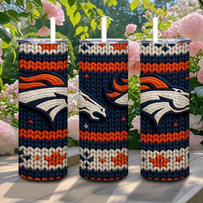 ColorFlow | Denver Broncos Inspired Seamless Sweater 20oz Skinny Tumbler with Straw