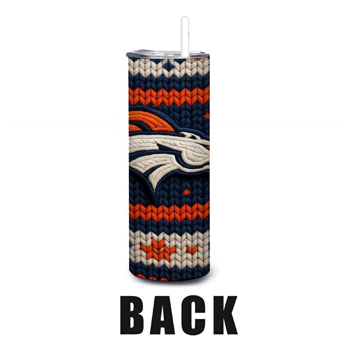 ColorFlow | Denver Broncos Inspired Seamless Sweater 20oz Skinny Tumbler with Straw