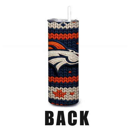 ColorFlow | Denver Broncos Inspired Seamless Sweater 20oz Skinny Tumbler with Straw