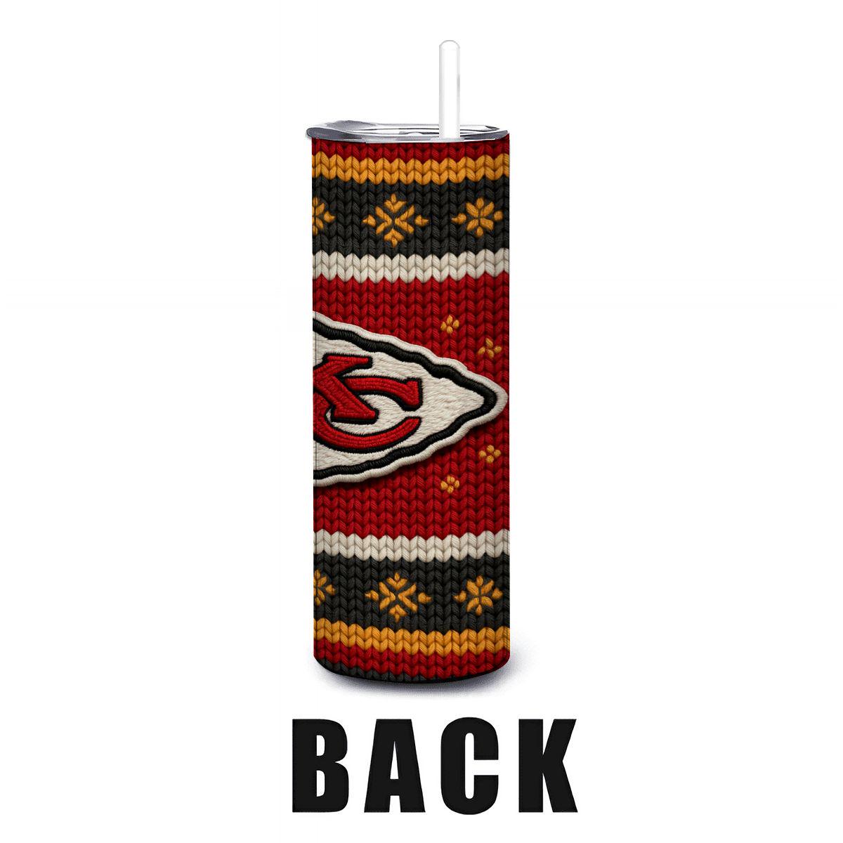 ColorFlow | Kansas City Chiefs Inspired Seamless Sweater 20oz Skinny Tumbler with Straw