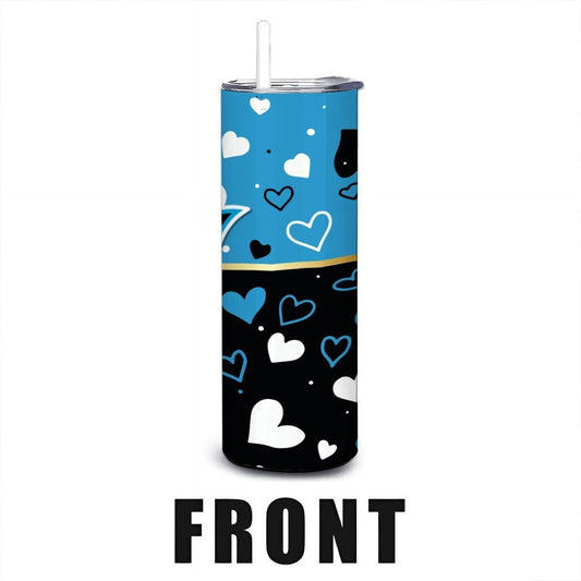 ColorFlow | Miami Inspired Marlins Hearts Straight Tumbler 20oz Stainless Steel Gift Optional Personalization