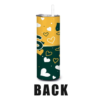 ColorFlow | Oakland Inspired Athletics Hearts Straight Tumbler 20oz Stainless Steel Drinkware Optional Personalization
