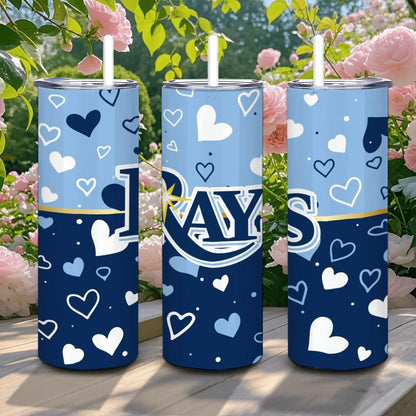 ColorFlow | Tampa Bay Inspired Rays Hearts Straight Tumbler 20oz Stainless Steel Gift Optional Personalization