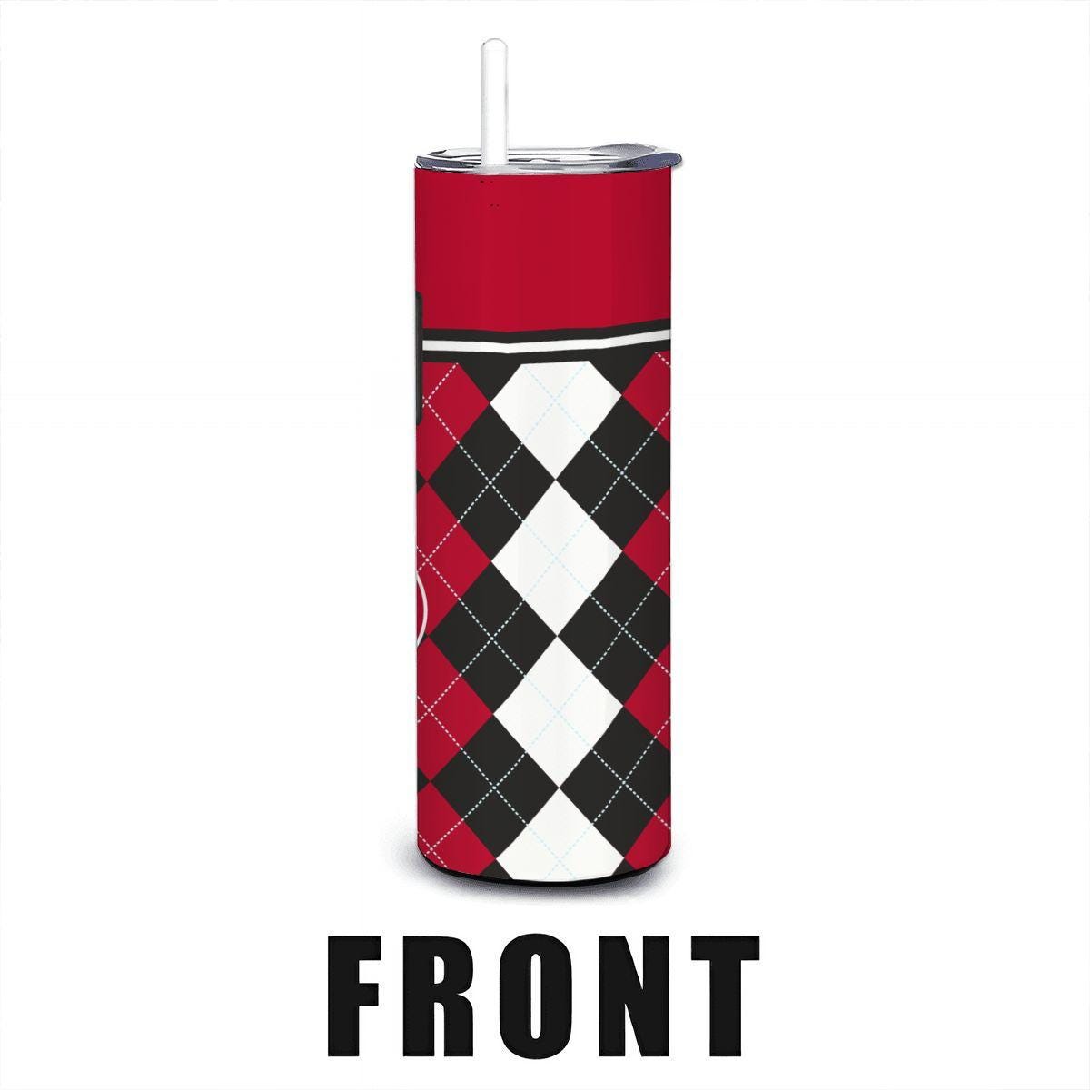 ColorFlow | Georgia Inspired Bulldogs Argyle Hearts Straight Tumbler 20oz Stainless Steel Drinkware Optional Personalization