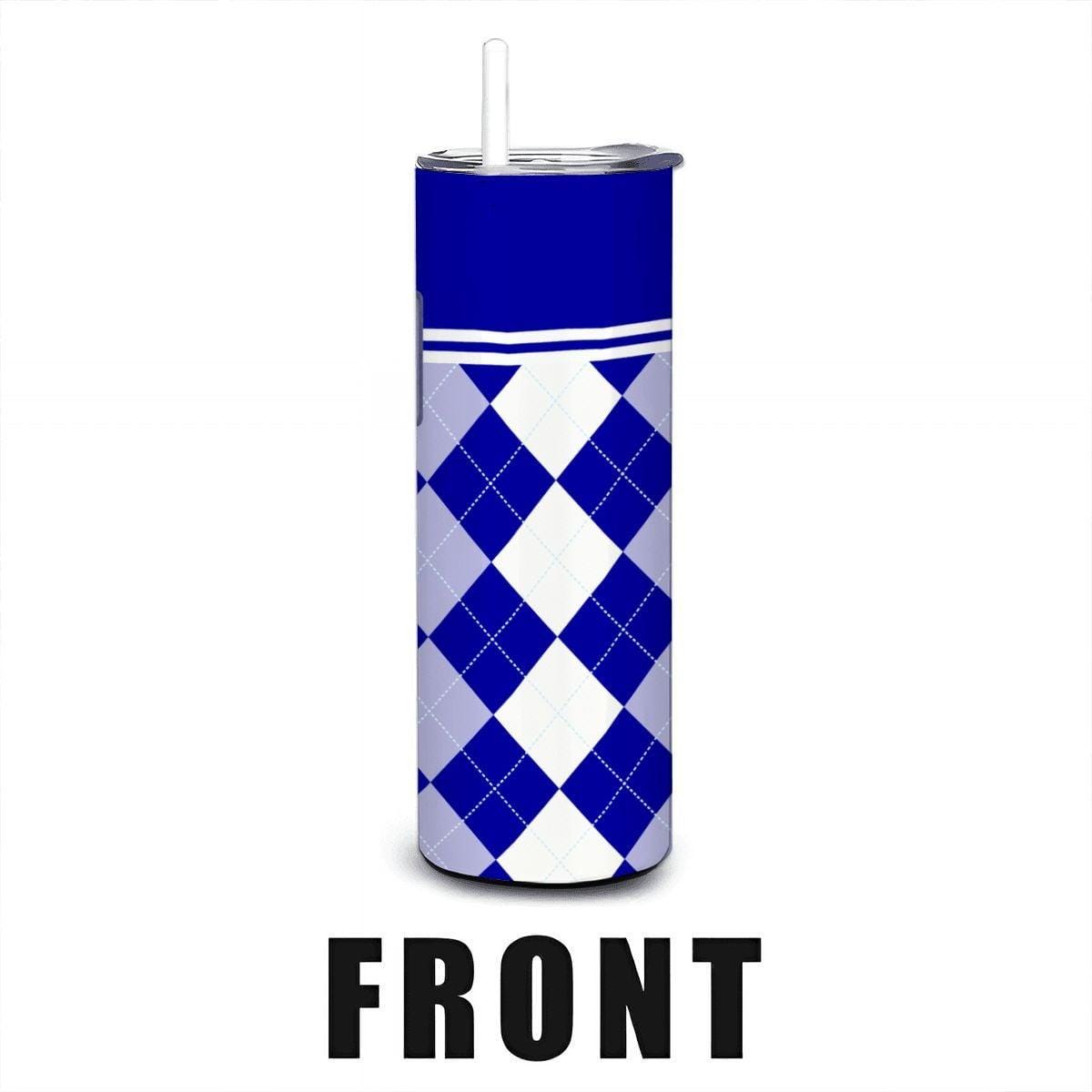 ColorFlow | Duke Inspired Blue Devils Argyle Straight Tumbler 20oz Stainless Steel Drinkware Optional Personalization