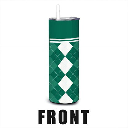 ColorFlow | Ohio University Inspired Bobcats Argyle Straight Tumbler 20oz Stainless Steel Drinkware Optional Personalization