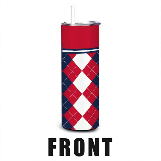 ColorFlow | Fresno State Inspired Bulldogs Argyle Straight Tumbler 20oz Stainless Steel Drinkware Optional Personalization