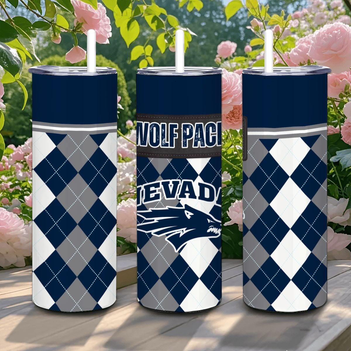 ColorFlow | Nevada Wolf Pack Inspired 20oz Straight Tumbler | Team Color Stainless Steel | Personalization Optional